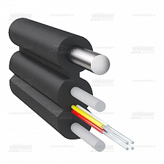 Оптический дроп кабель для подвеса, 4 волокна G657, 0.9кН, диэлектрический FRP и проволока 1.0мм, CO-FTTHS4-1