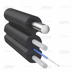 Оптический дроп кабель для подвеса, 1 волокно G657, 0.9кН, диэлектрический FRP и проволока 1.0мм, CO-FTTHS1-1