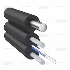 Оптический дроп кабель для подвеса, 2 волокна G657, 0.9кН, диэлектрический FRP и проволока 1.0мм, CO-FTTHS2-1