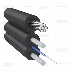Оптический дроп кабель для подвеса, 1 волокно G652, 1.2кН, диэлектрический FRP и трос 1.2мм, CO-FTTHTS1-1